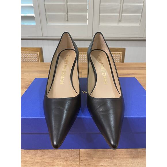 Stuart Weitzman Power 75 Pumps Black Leather Upper Size 7.5 NIB Dressy Elegant - Picture 5 of 12